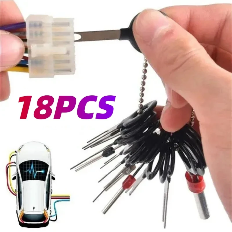 Car Terminal Extractor 18Pcs Car Terminal Removal Metal Repair Tool Automotive Universal Wire Pin Extractor Sets