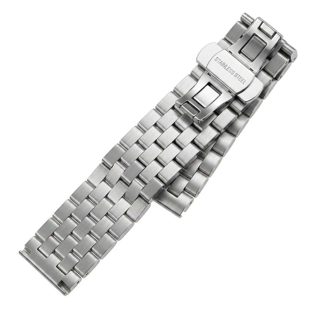 Universal Solid Stainless Steel Silver Watch Band - Premium Metal Bracelet Replacement