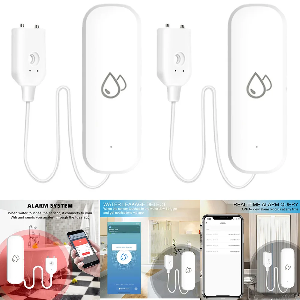 

2PCS Tuya WiFi Smart Water Leak Detector Wifi Water Leakage Immersion Sensor Detector APP Alarm Timing Water Sensor Smart Home