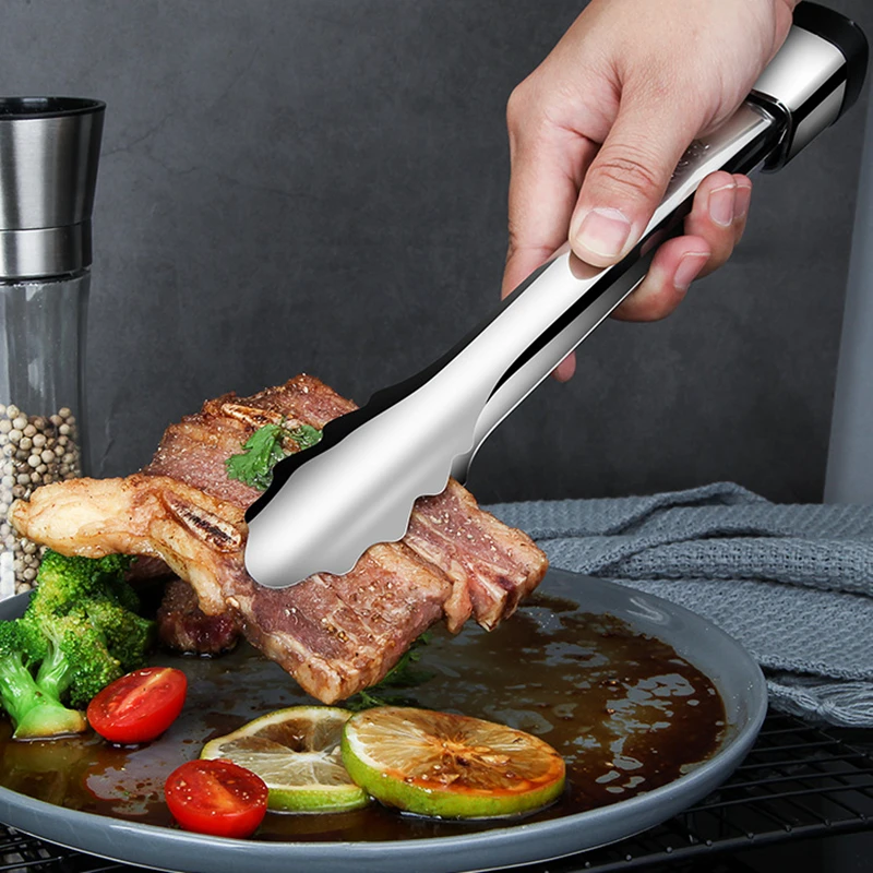 

304 Stainless Steel BBQ Clips Thick Food Tongs Salad Bread Dessert Buffet Clamp Kitchen Accessories