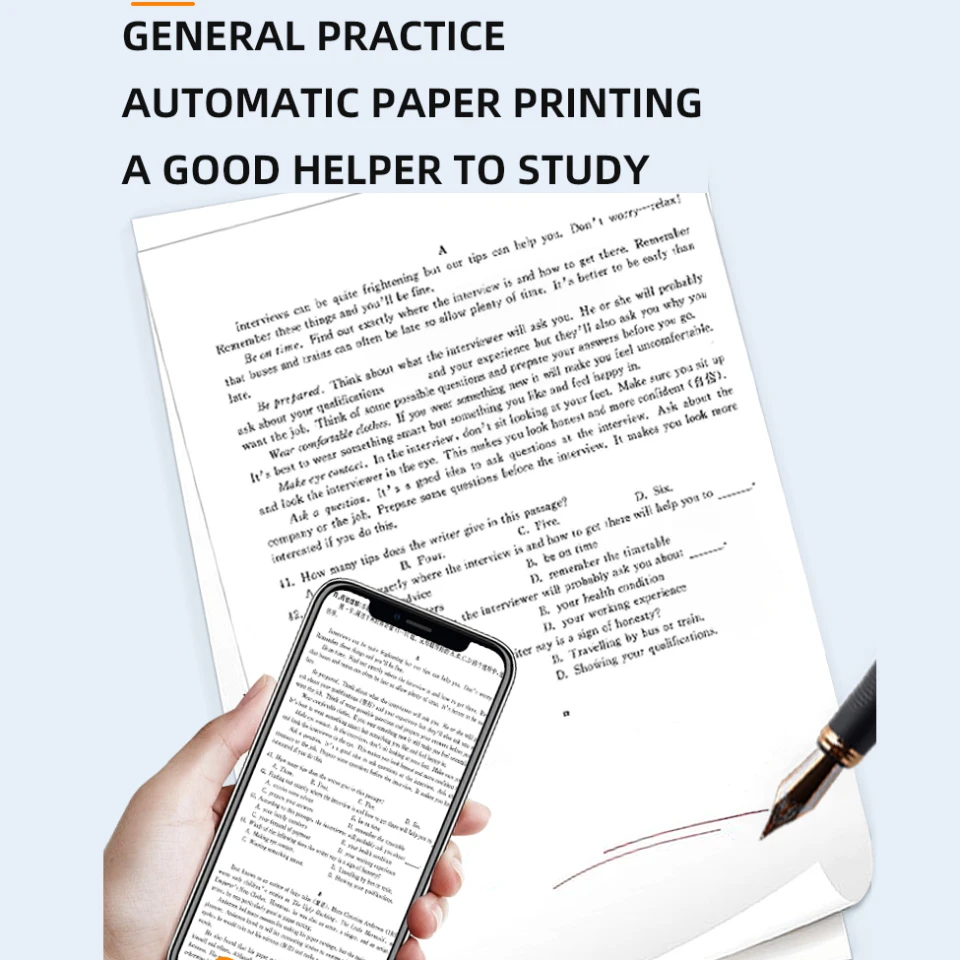 Thermal Paper Printer Thermal printer A4 paper Bluetooth compatible Portable Inkless wireless Thermal Paper printer easy to use