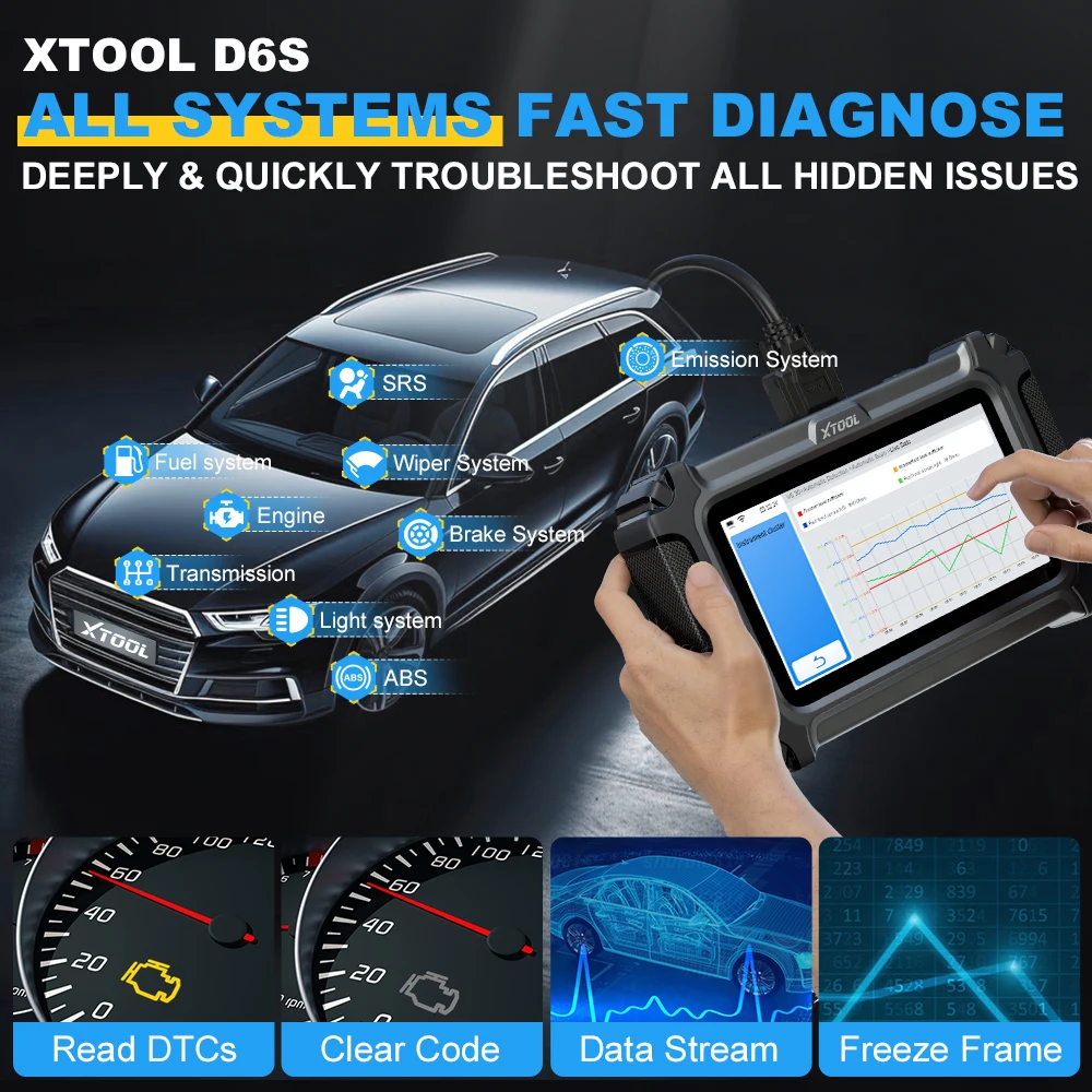 XTOOL D6S Strumento diagnostico per auto Tutti i sistemi diagnostici Scanner OBD2 Grafica dati live 30+ Resetti PUÒ FD FCA Aggiornamenti gratuiti a vita - Image 5