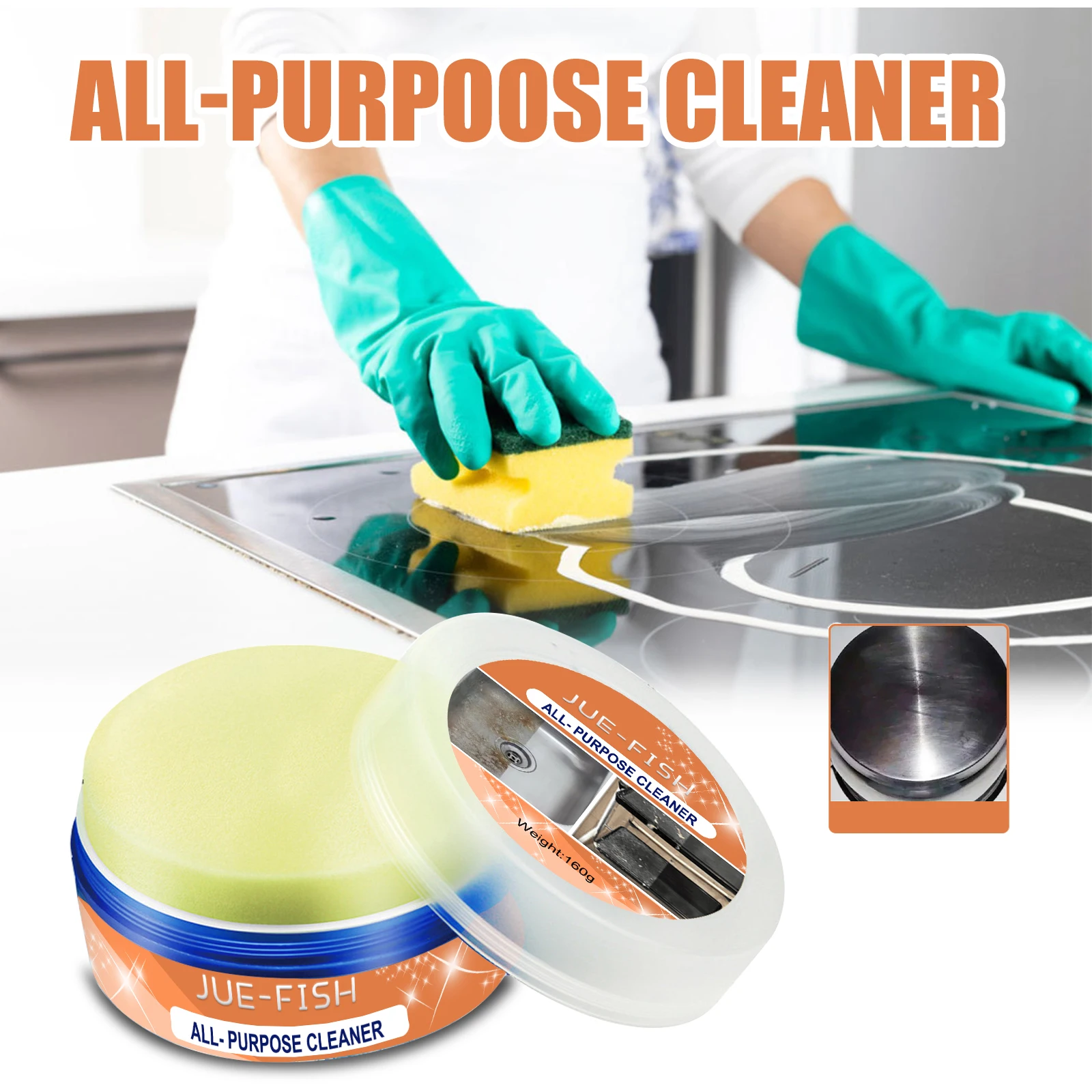 Jue-FisHeavy-Duty Kitchen All-Purpose Cleaner Cream - Soot Oil Grease Grime Remover for Hood Sink Oven - Bathroom Sink Degreaser