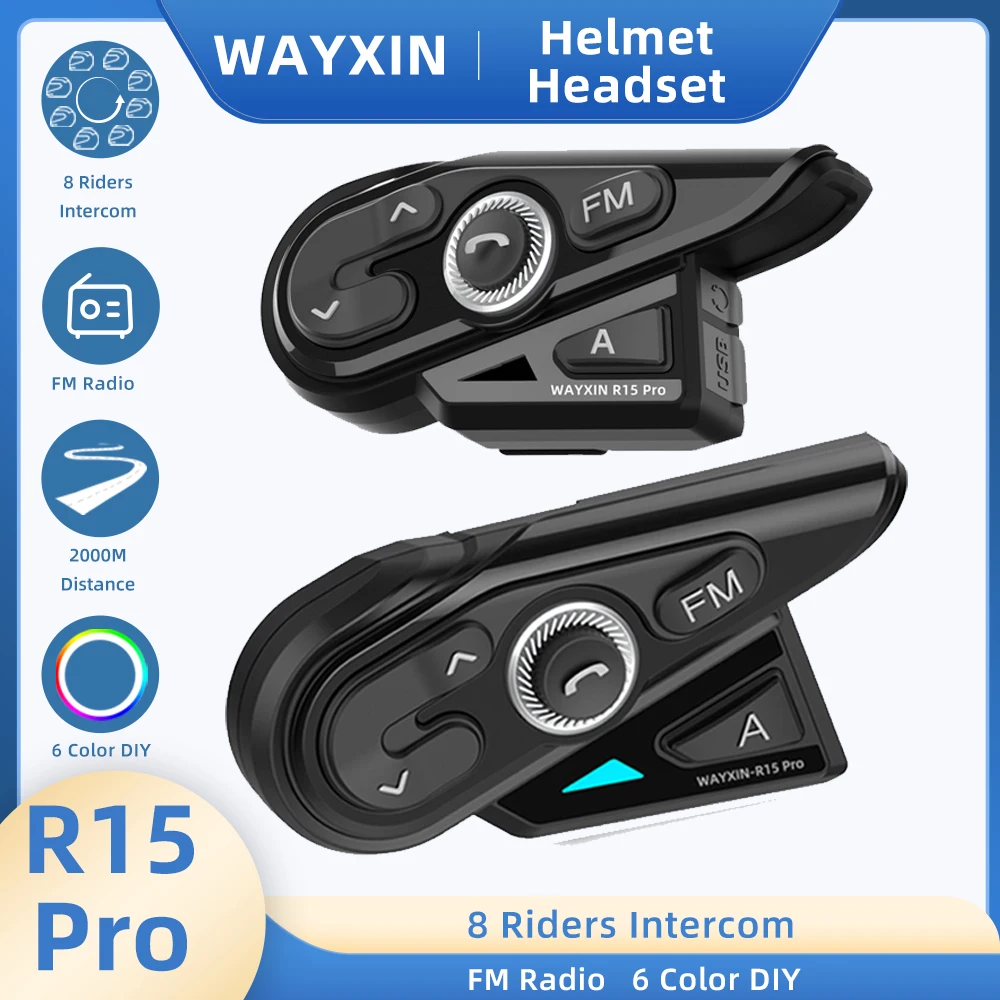 R15 Pro Motorcycle Helmet Headset Intercom Communication System