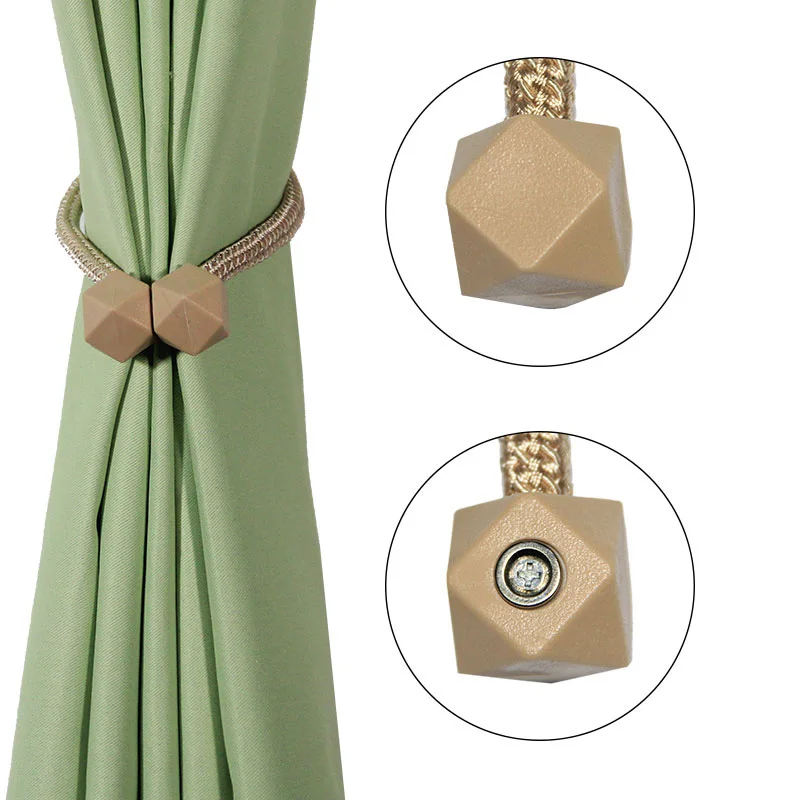 Magnetic Curtain Tiebacks Decorative Curtain Holdback Rope Convenient Curtains Tie Backs Strong Magnet Holder Clips 2Pcs