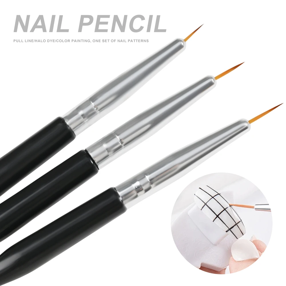 Description Picture 5 of item3Pcs/set Double-Ended Nail Art Brushes French Stripe Liner Ultra-thin Line Drawing Pen UV Gel Painting Brushes Manicure Tools