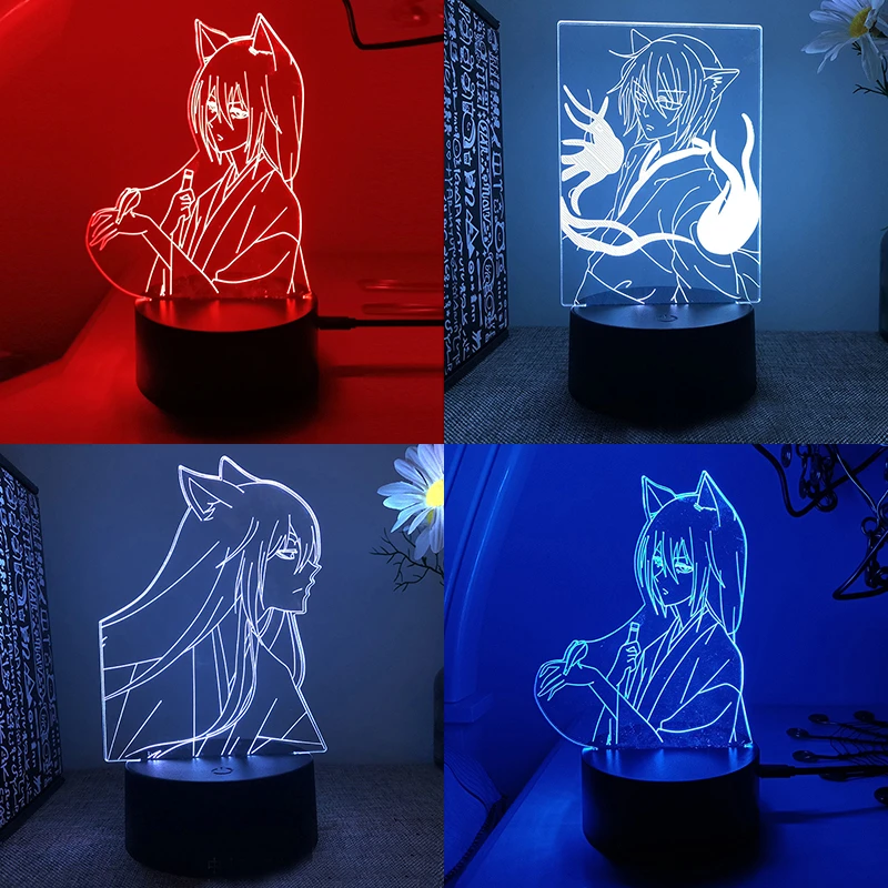 Kamisama Kiss Love Very Nice God Tomoe 3d Led Lamp For Bedroom Manga Night Lights Anime Avatar Figure Room Decor Gift Luces decorative night lights