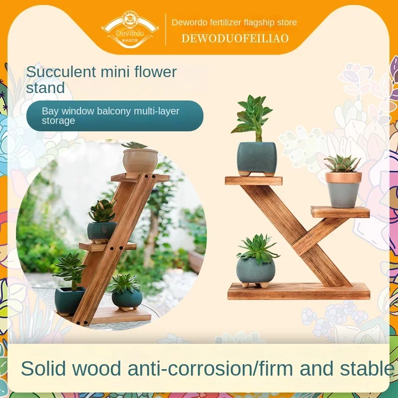 Solid Wood Bay Window Flower Stand Multi-Storey Indoor Plant Display Rack for Living Room Decoration Aesthetic Showcase