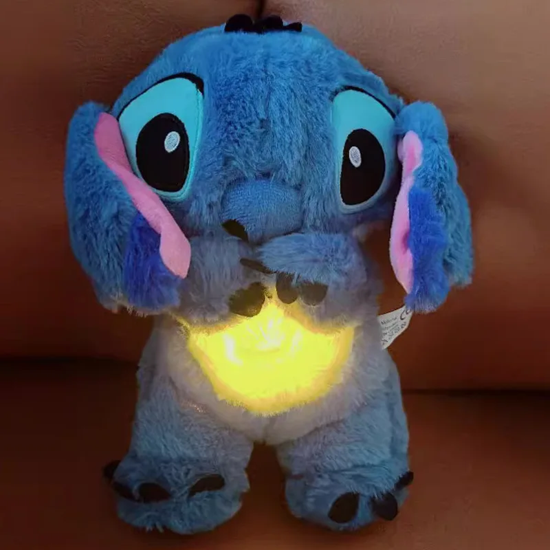 Disney Stitch Baby Sleeping Companion Sound Soothing Musical Plush Toy With Air Bag Doll Breathing Toys Gifts Kawaii Toys 2