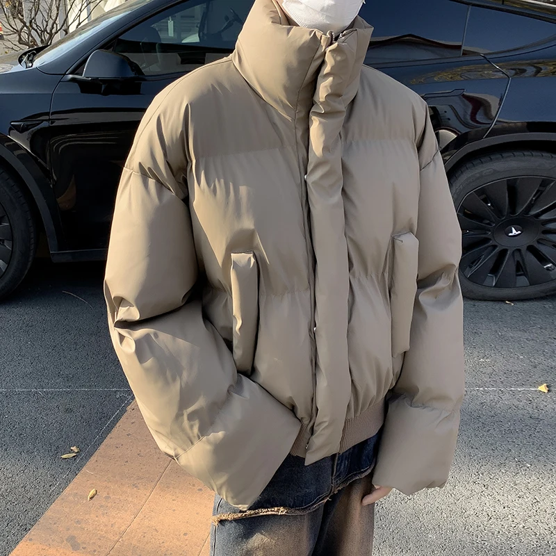 

2024 Thick Casual Men's Jacket Stand Collar Solid Warm Coat High Quality Male Parkas Fashion Winter New Style Clothing E57