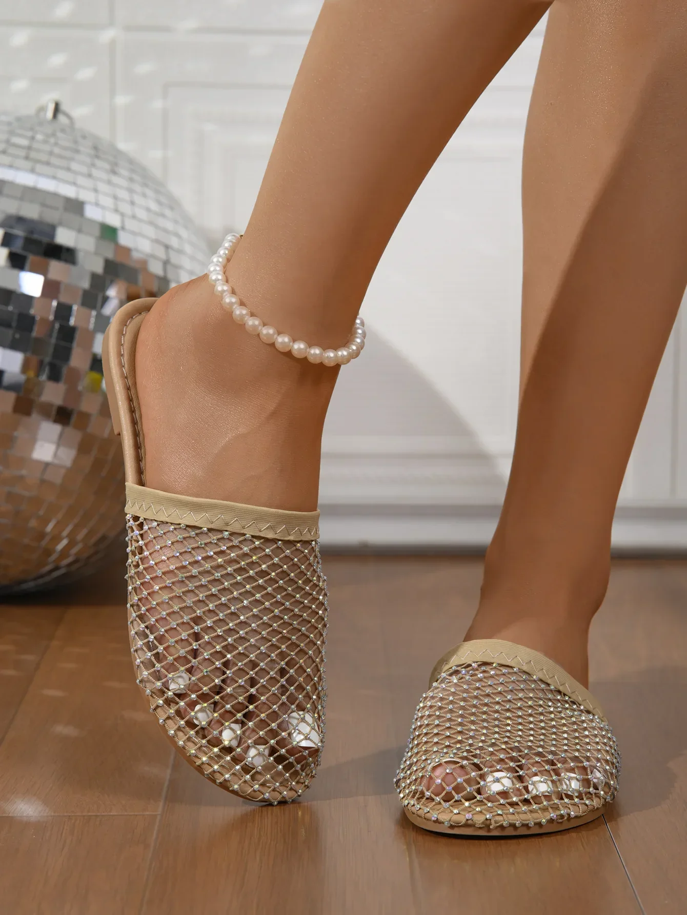 Women Slippers Sexy Mesh Mules Indoor Home Slides Female Flats Outdoor Clogs Beach Sandals Flip Flops Size 43