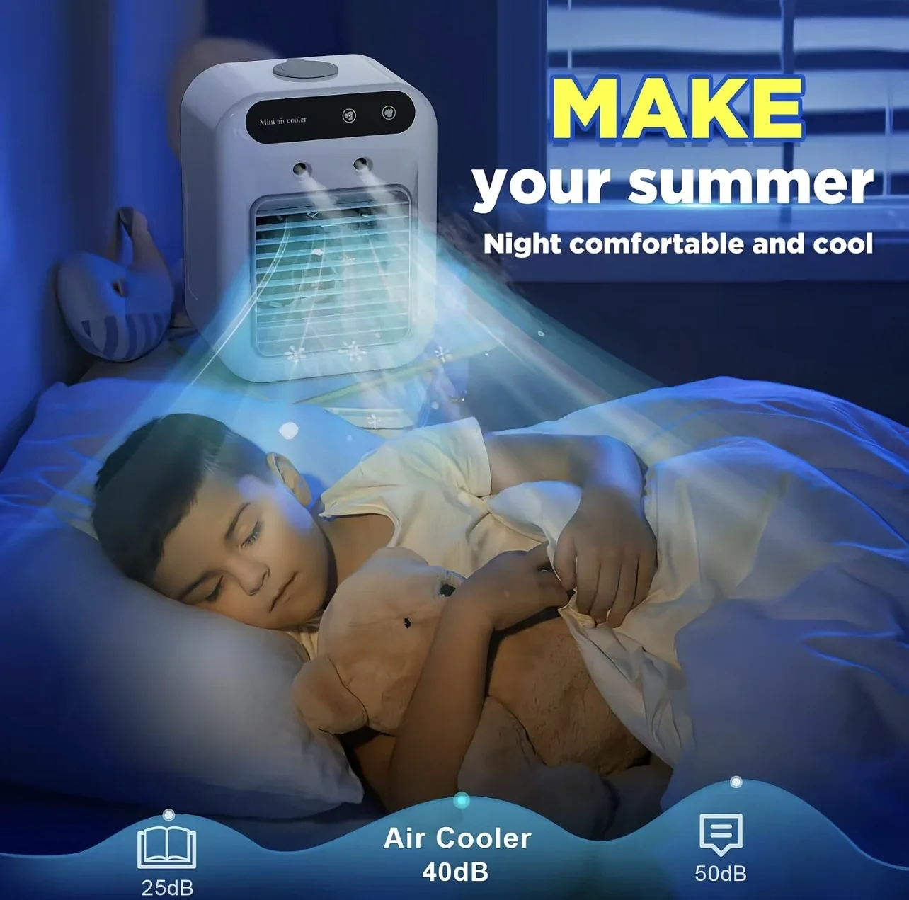 Raffrescatore Portatile per Dormitorio con Umidificazione, Ventilatore Elettrico, Raffrescatore d'Aria Mobile da Tavolo per Piccoli Condizionatori Domestici - Image 5