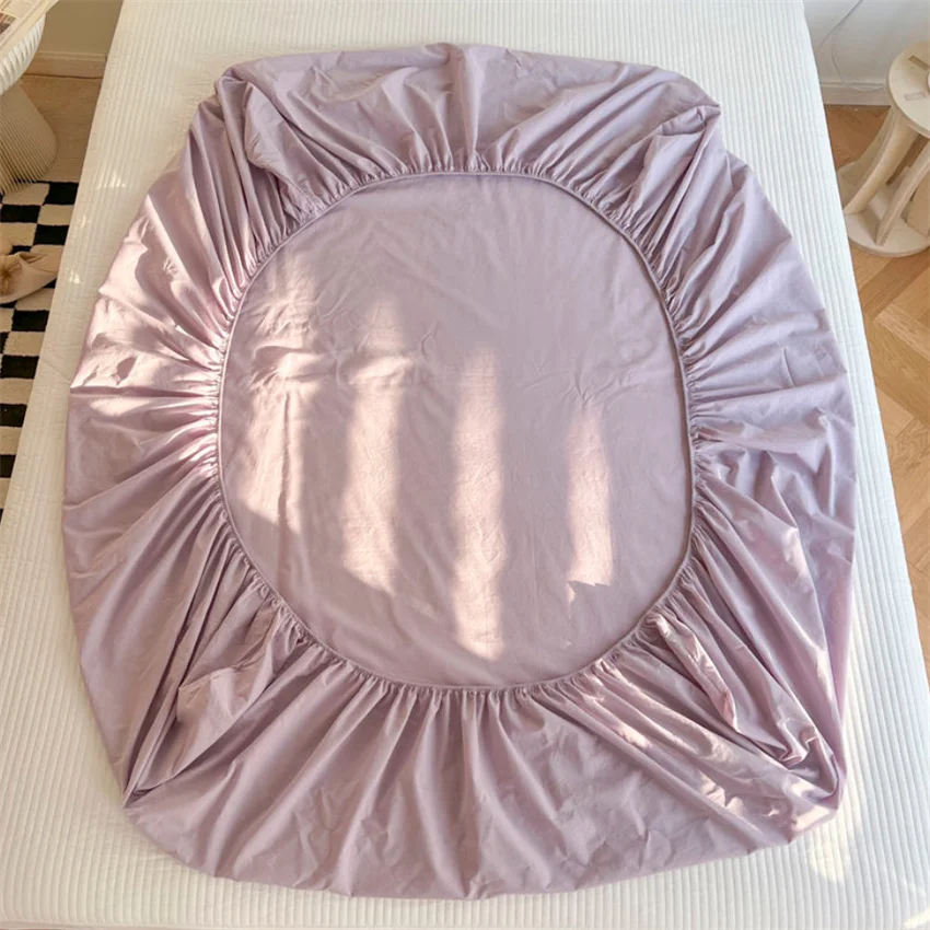 Description Picture 6 of itemCotton Fitted Sheet with Elastic Band Anti-Slip Mattress Cover for Single Double Queen King Bed Adjustable Plain Fitted Bedsheet