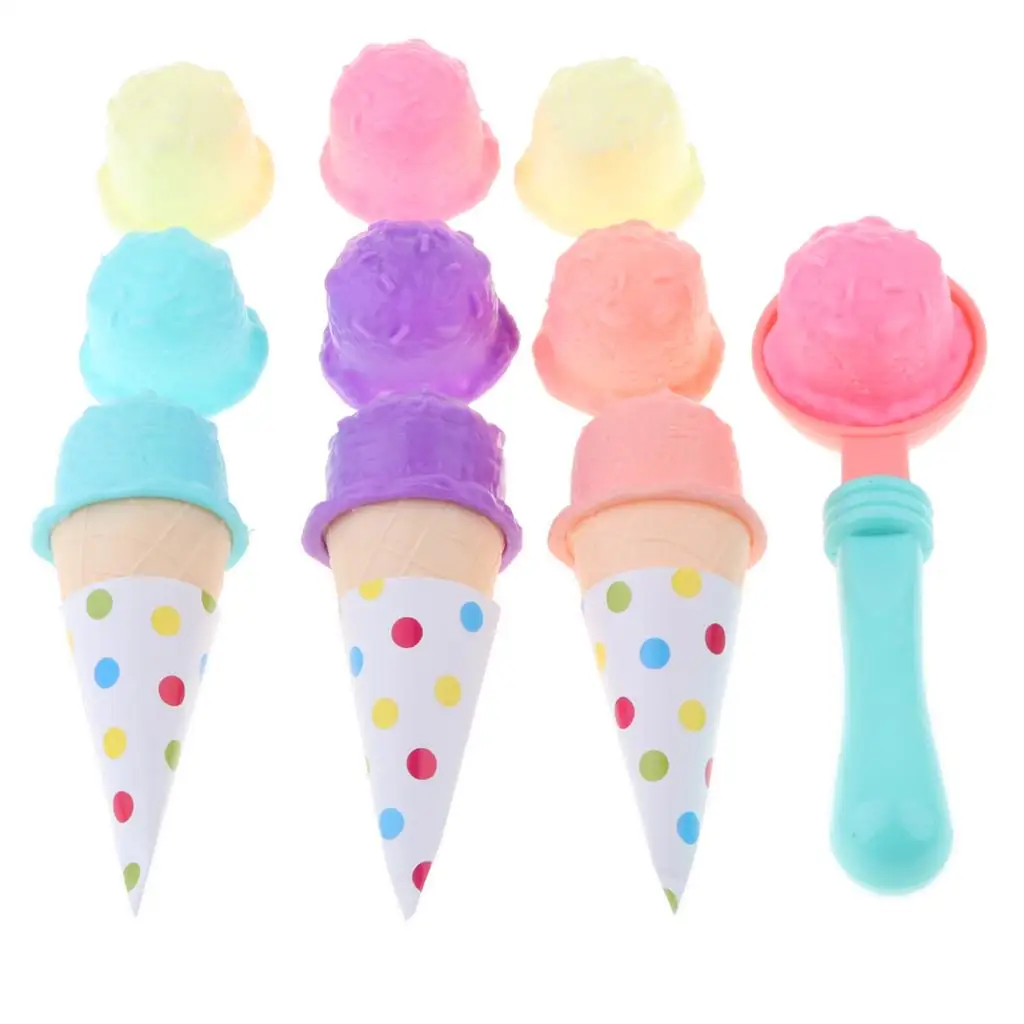 1 Set Plastic Colorful Sweet Ice Cream Cakes Play Toys for Children Pretend Play Food 3