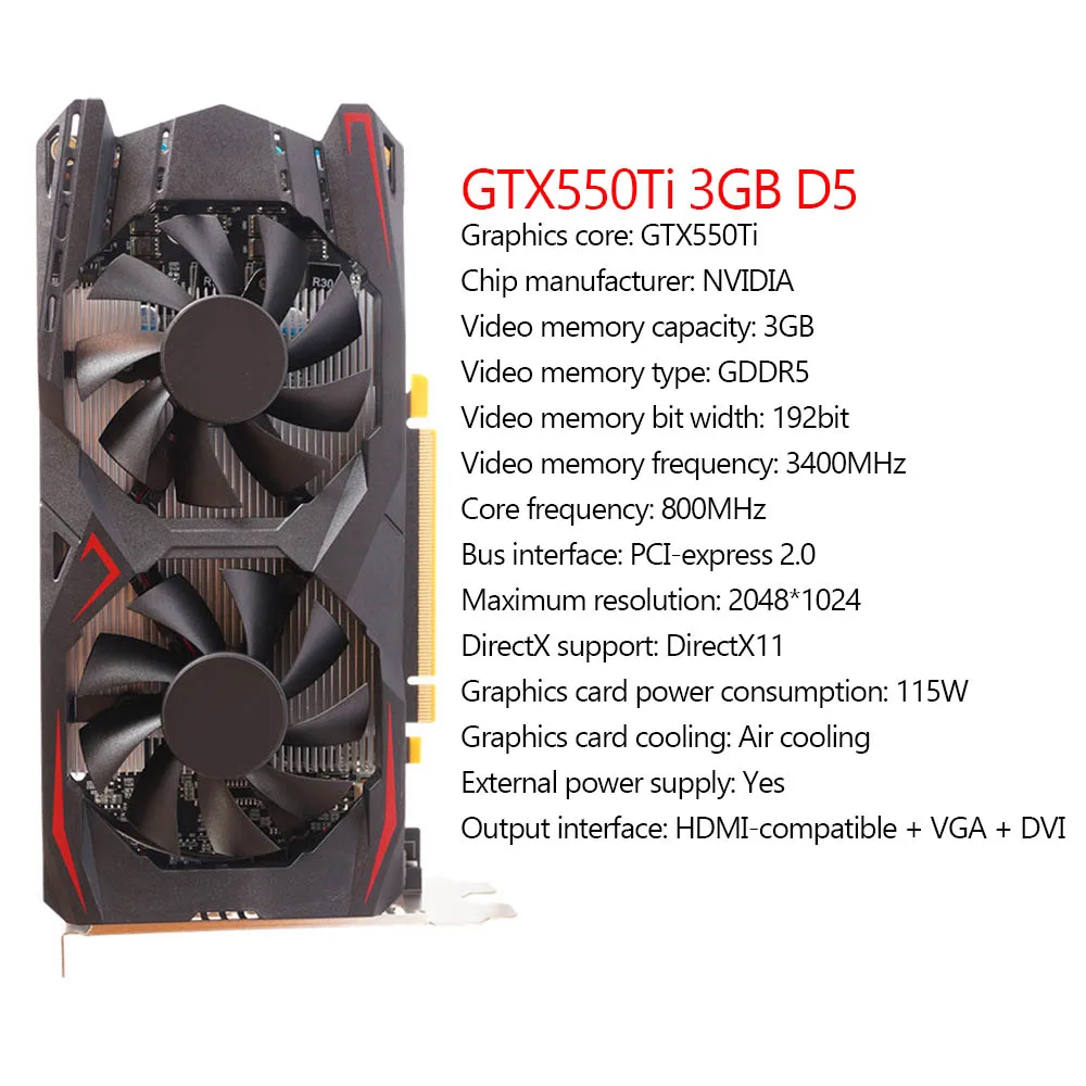 latest gpu for pc GTX550Ti 8GB Graphics Card GDDR5 128bit 8GB Gaming Video Card NVIDIA Chip Desktop Video Card with Dual Cooling Fan graphics cards computer Graphics Cards