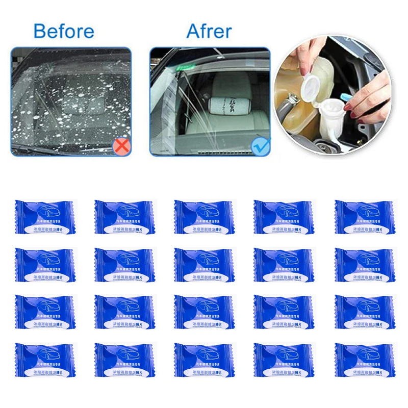 

20 Pieces Car Windscreen Cleaner Effervescent Tablet Wiper Glass Solid Cleaning Concentrated Tablet Detergent Solid Cleaner