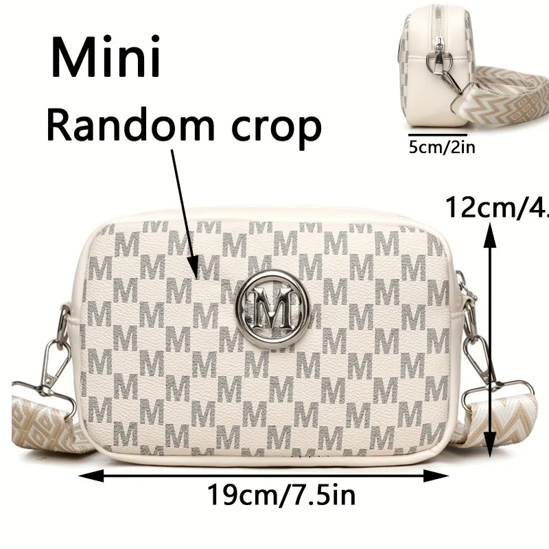 Elegant Women Shoulder Bag, Stylish Pu Leather Messenger Bag Design with 'M' Logo Badge,Phone Coin Purse, Perfect for Daily Use