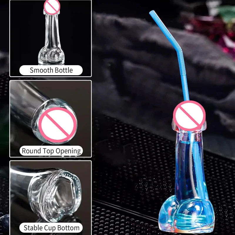 Glass Cup Hen Party Bar Cups Penis Shot Wine Glasses Beer Transparent Cocktail Vasos De Vidrio Dick Willy Bachelorette Straws Bridal