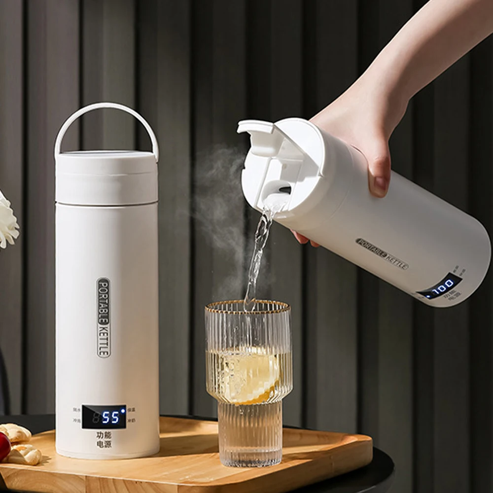 450ML Portable Electric Kettles Tea Coffee Kettle Mini Travel Boil Water Stewable Keep Warm Appliances Thermo Anti-Scald Bottle 1