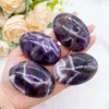 60mm Natural Amethyst Pocket Palm Crystal Quartz Stone Polished Energy Gems Reiki Healing Gift Mineral message tool Home Decor 4