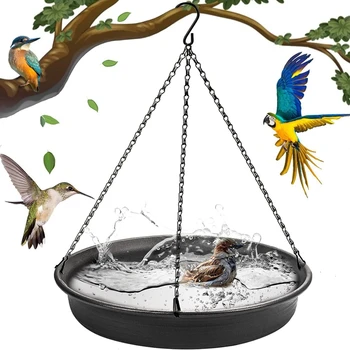 Hanging Bird Bathtub Bird Feeding Dish Tray Platform Feeder Bird Water Bowl Bird Bath for Outdoor Patio Parrot Tree Decorations 2