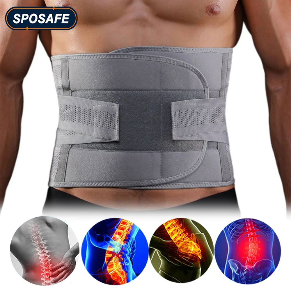 Lumbar Support Belt Lumbosacral Back Brace &ndash; Ergonomic Design and Breathable Material-Lower Back Pain Relief Warmer Stretcher