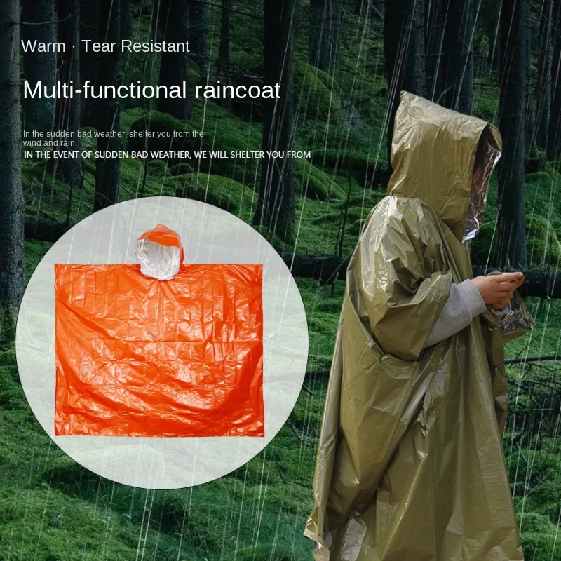 Raincoat Poncho 3 in 1 Outdoor Raincoat Hooded Sleeve Waterproof Rain Poncho Motorcycle Rain Cover Camping Hiking Travel Rainwear Tent