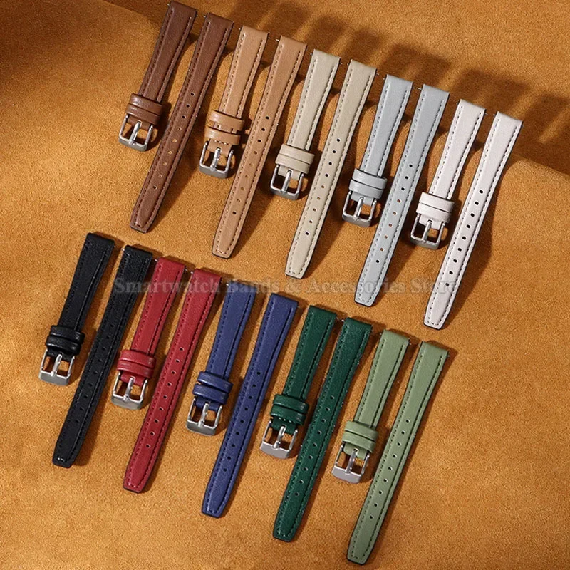 Premium Ultra-Thin Leather Watch Strap with Quick Release and Silicone Backing