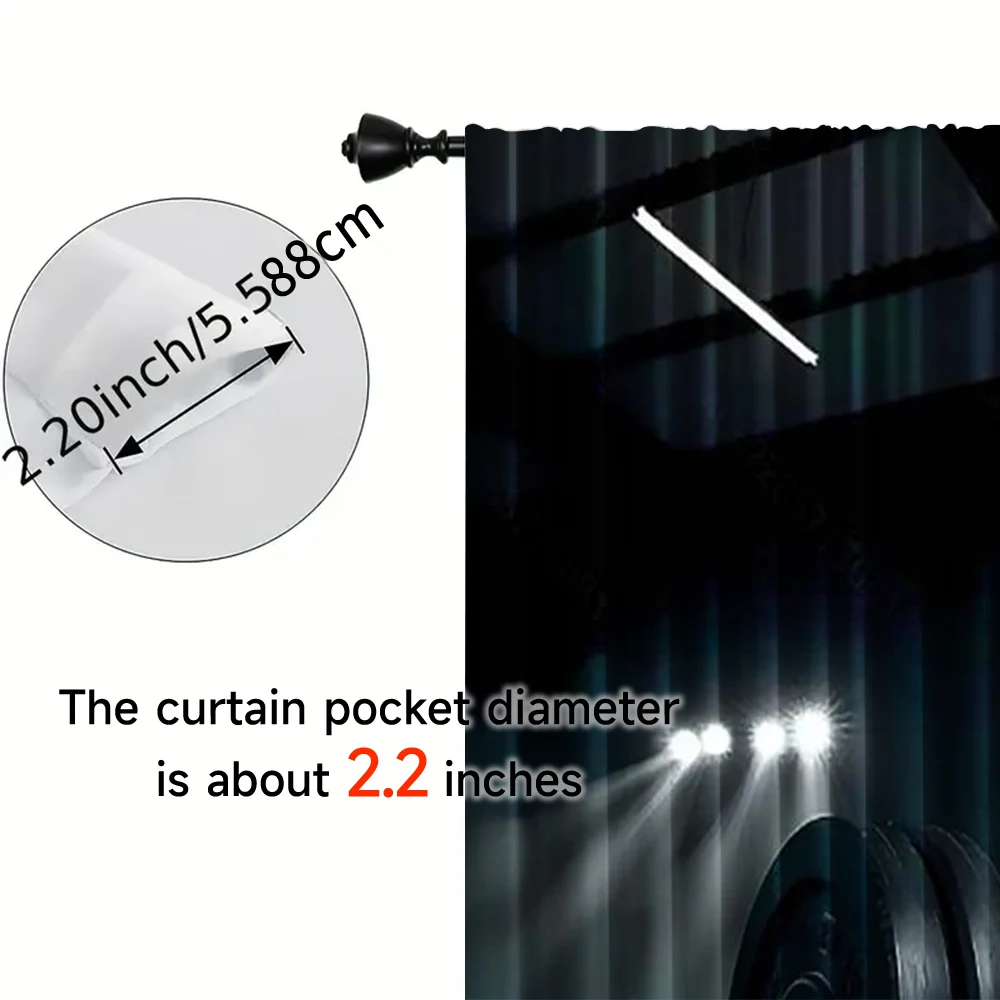 2pcs, 2D flat Window Treatment Curtains Gym dumbbells modern gym interior. Muscle training healthy physique shaping studio props 5