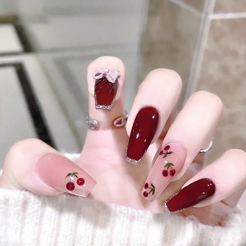 Dark Red Nails with Big White Heart | Dajah C.'s Photo | Beautylish