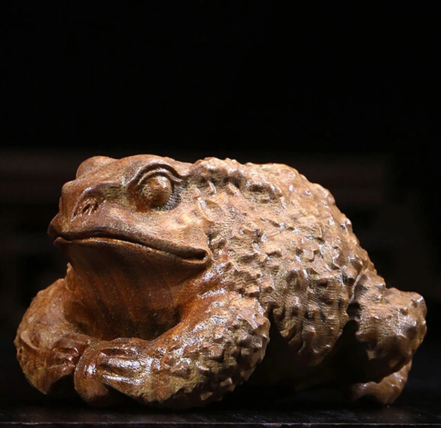 Xs765-6.4 cm toadカエルグリーンサンダルウッド彫刻動物装飾クラフト 