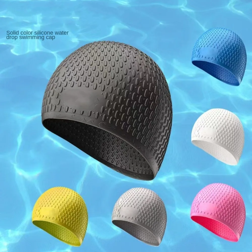 

Non-Slip Particle Bubble Swim Cap Comfortable Water Sports Silicone Swimming Caps Waterproof Protect Ear Bathing Cap