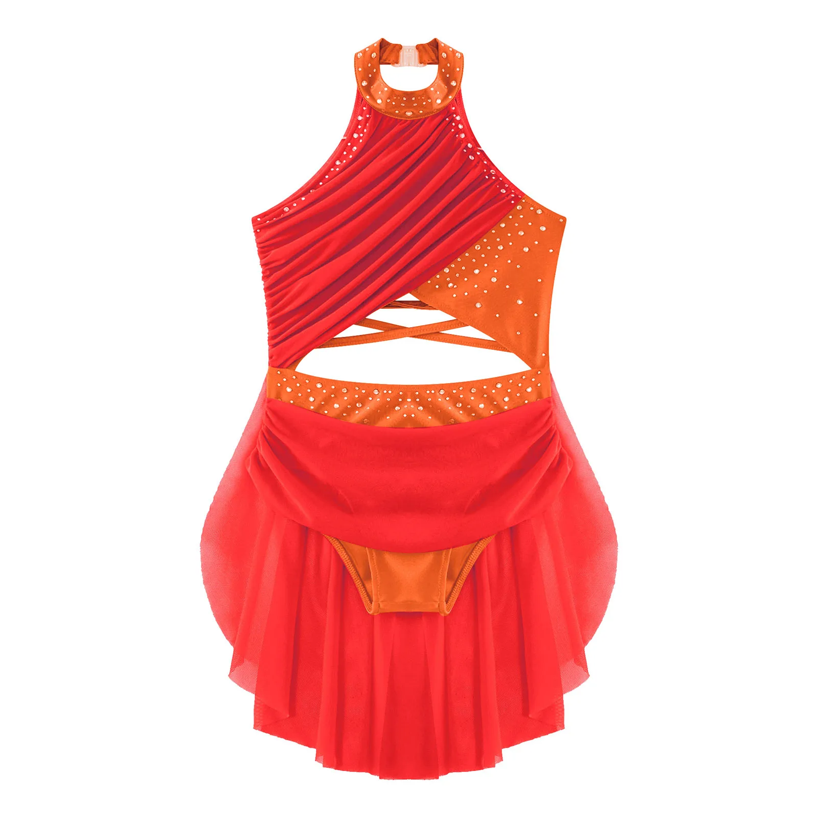 Sleeveless Modern Lyrical Dance Dress For Girls Kids Ballet Tutu Gymnastics Leotard Bodysuit Figure Skating Performance Costume ballet leotard dance leotard tutu skirt