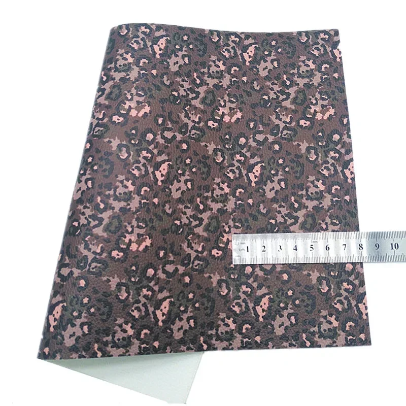Coffee Chunky Glitter Leather Leopard Printed Felt Backing Synthetic Leather Vinyl Sheets leather fabric vinyl fabric vinyl sewing fabric glitter fabric printed leather sheets For Bows DIY 21x29CM Q594