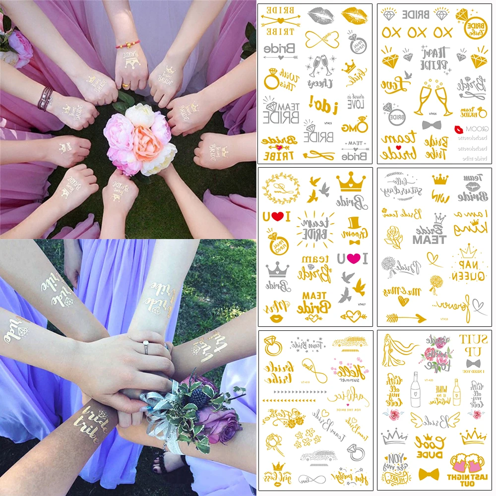 Bridal Shower Temporary Tattoo Collection - Chic Party Favors