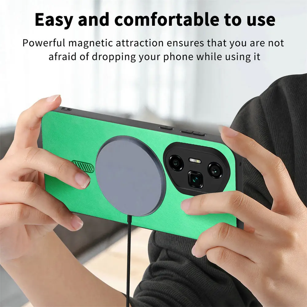 Luxury Magnetic Leather Back Cover with Wireless Charging Capability