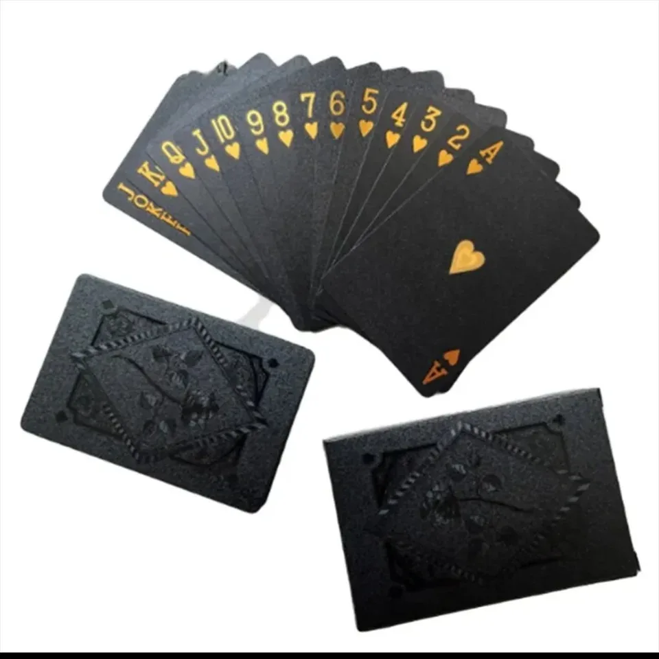 Cool Black playing cards Waterproof Black-Golden Foil Poker Cards Great For Magic Water Card Games And Party 1 Deck