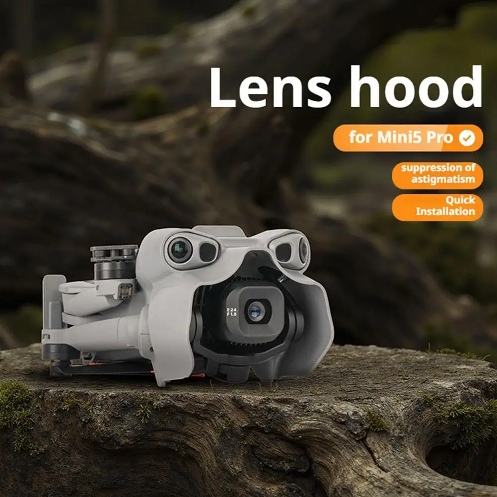 Accessoire antireflet grenouille gris pour DJI Mini 5 Pro, vue de côté montrant la texture
