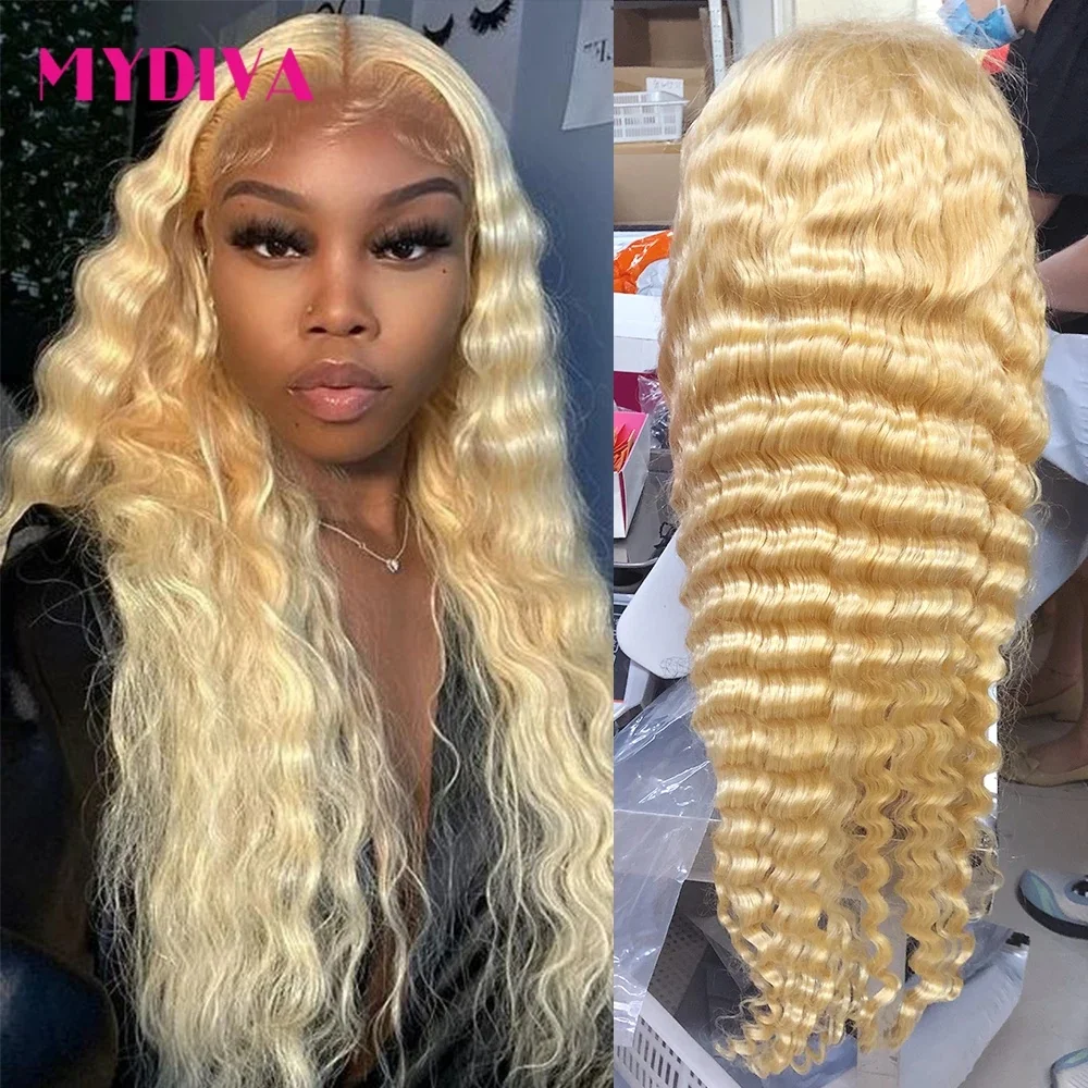 

613 Honey Blonde 13X4 Deep Wave Transparent Lace Frontal Wigs 150% Density Remy Hair Colored Women Human Hair Wig With Baby Hair