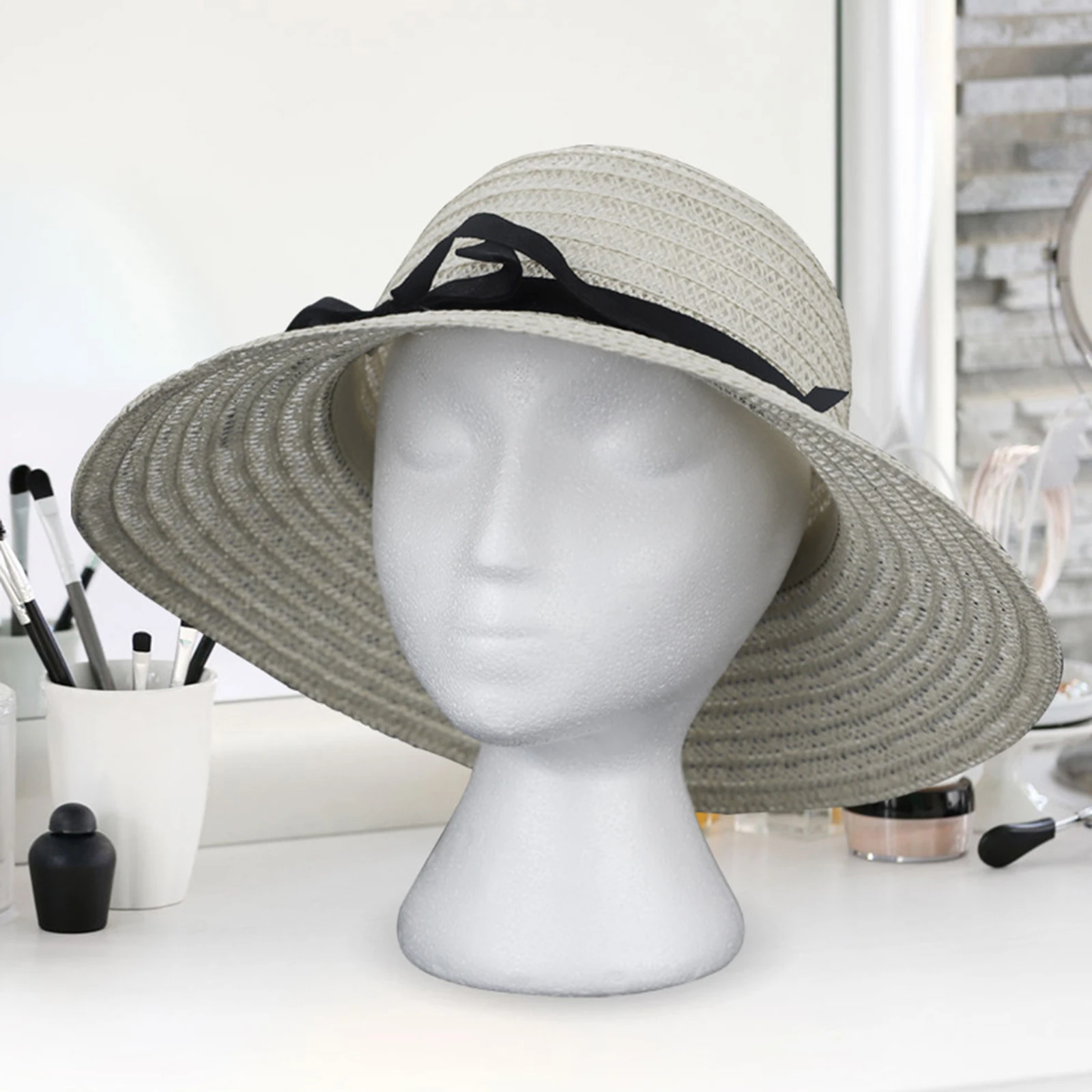 Tête de Mannequin en Polystyrène Blanc, Modèle de Tête en Mousse de Styromousse, Support pour Perruque, Cheveux, Chapeau, Casque, Présentoir T1