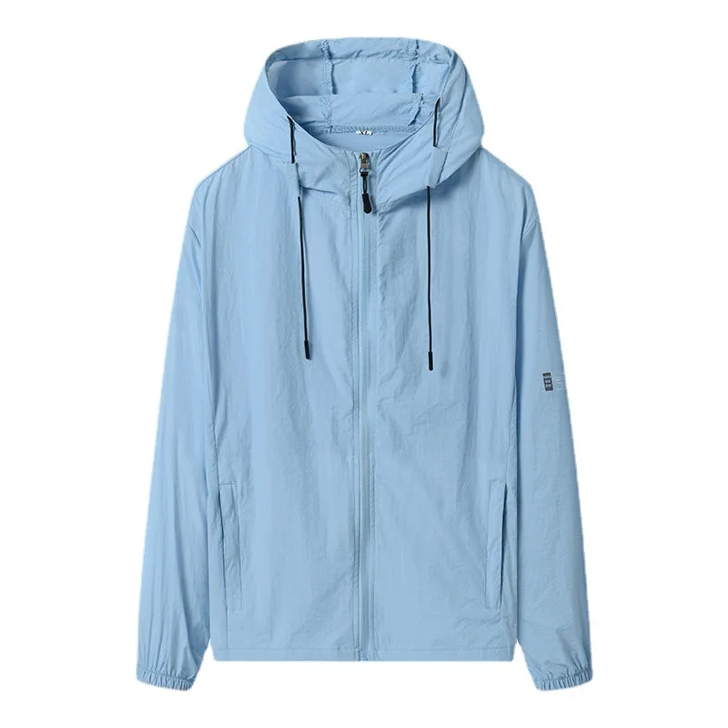 Summer Solid Color Hooded Jacket Men Sun Protection Clothing Fishing Hunting Clothes Quick Dry Skin Windbreaker casual men jacket,outdoor jackets