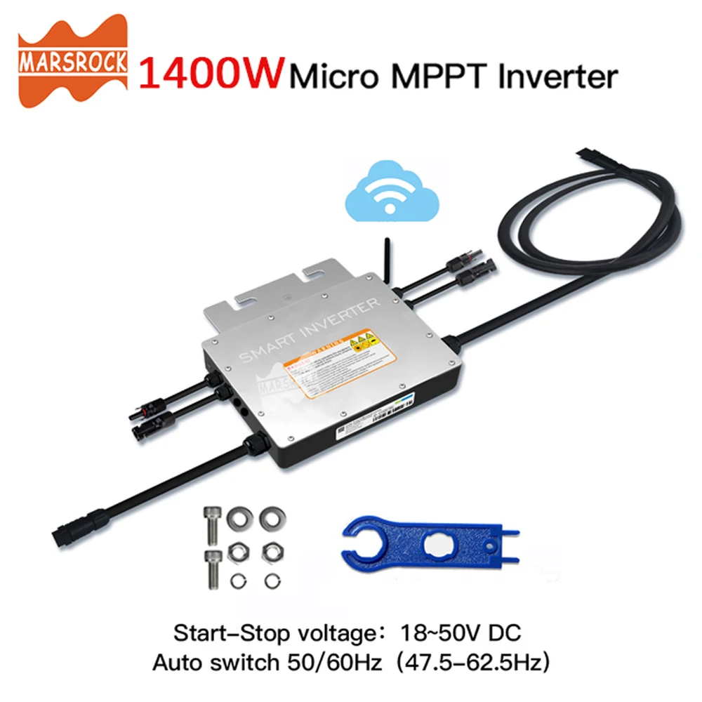 Mars Rock 1400W Solar On Grid Microinverter 18V - 50V Dc A Ac 80V - 160V O 180V - 280V Inverter Mppt Wifi Pv Pannello Solare
