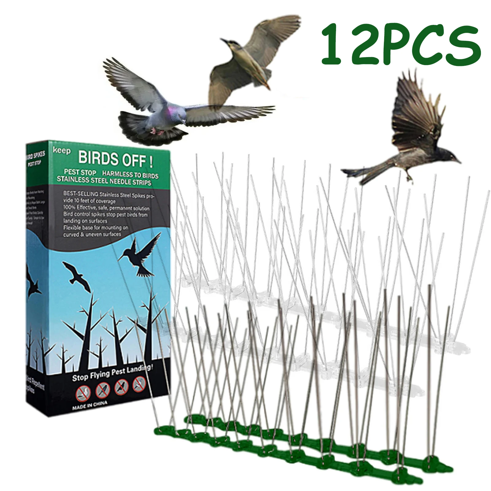 

Bird Spikes Pigeon Repeller Repel Bendable Deterrent Scare For Squirrel Cat Repellent Garden Fence Roof Eaves Balcony Outside