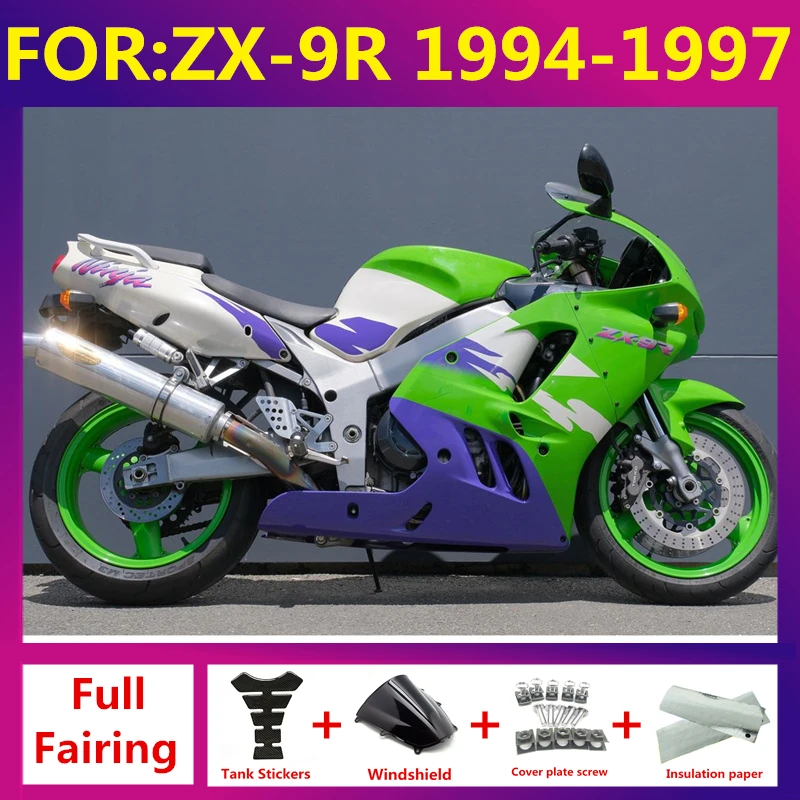 

fairings Kit fit For KAWASAKI NINJA ZX 9R 9 R ZX9R 94 95 96 97 ZX-9r 1994 1995 1996 1997 full Fairing set green white