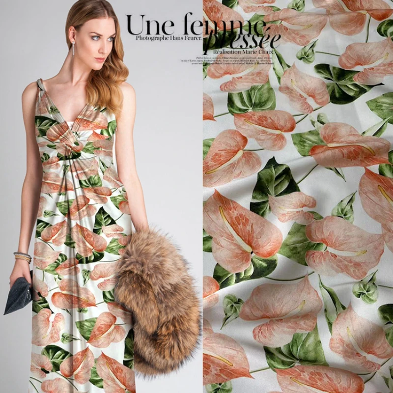 NaturalSilkFabricsSummerDigitalPrintingStretchSatinMulberry