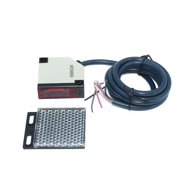 DC12-24V Reflective Photoelectric Switch Photocell E3JK-R4M1 Infrared Beam Detector Square Reflex Light Barrier Sensor 1