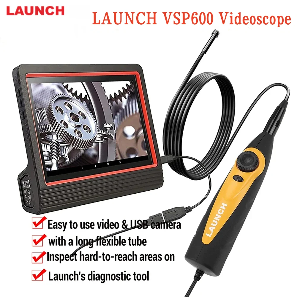 Lancio Vsp600 Videoscopio Telecamera Endoscopio Specchio Di Ispezione Per Auto Flessibile Ip67 Impermeabile 6Led Regolabile Per X431 V/Pro3S +/Pad V