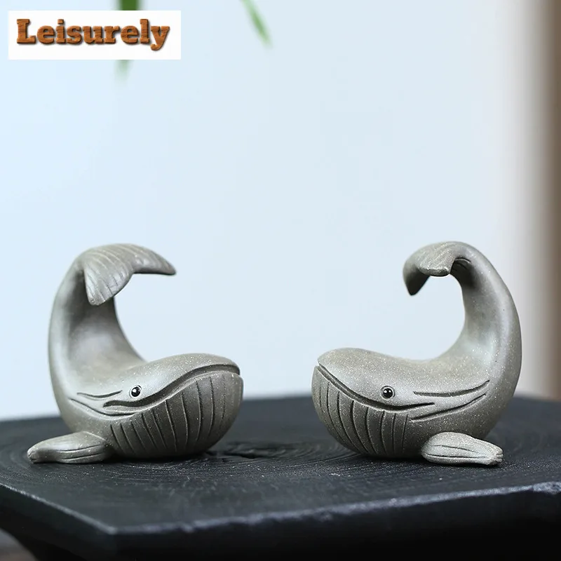 Purple Clay Whale Teapot Lid Holder Pen Tea Pet Vintage Tea Spirit Tea Figurine Play Toys Tea Statue Ornaments Supplies Craft