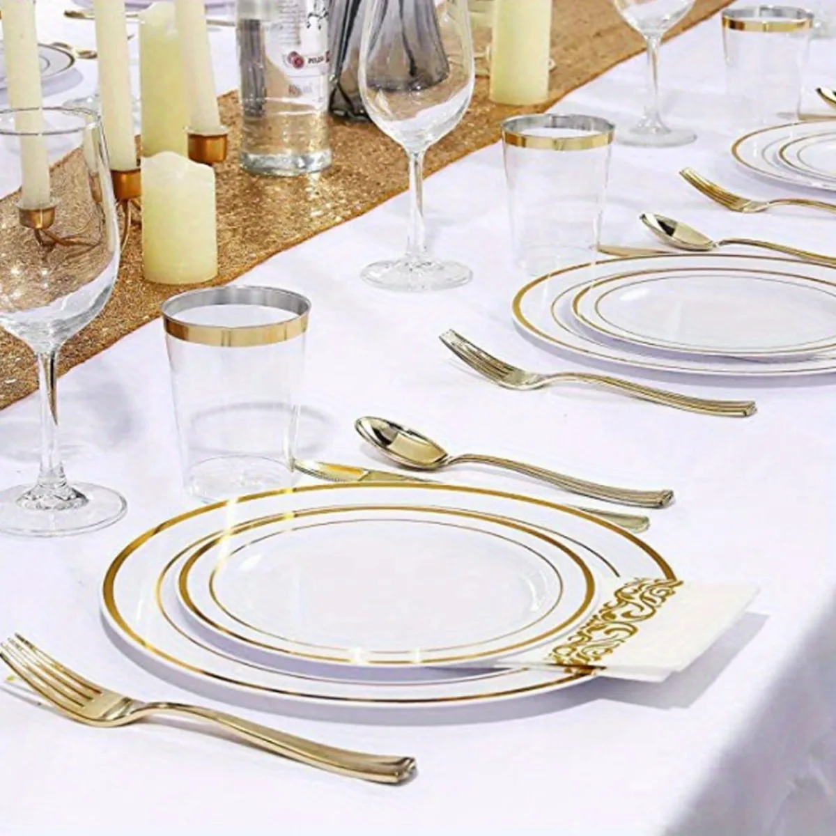 70pcs Disposable Tableware Set Suitable For 10 Guests Weddings Parties Family Gatherings