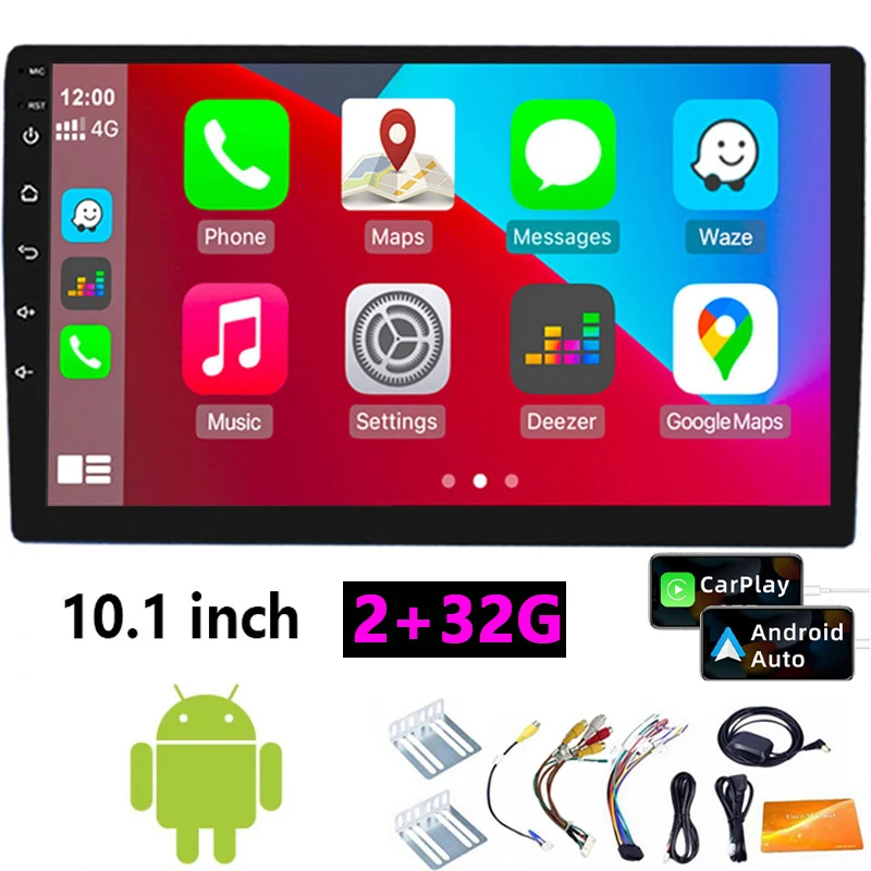 

10" SD USB Car Radio GPS WIFI Android 8.1 2+32GB MP5 Player Double 2 Din Player Wireless Carplay Touch Screen Bluetooth FM